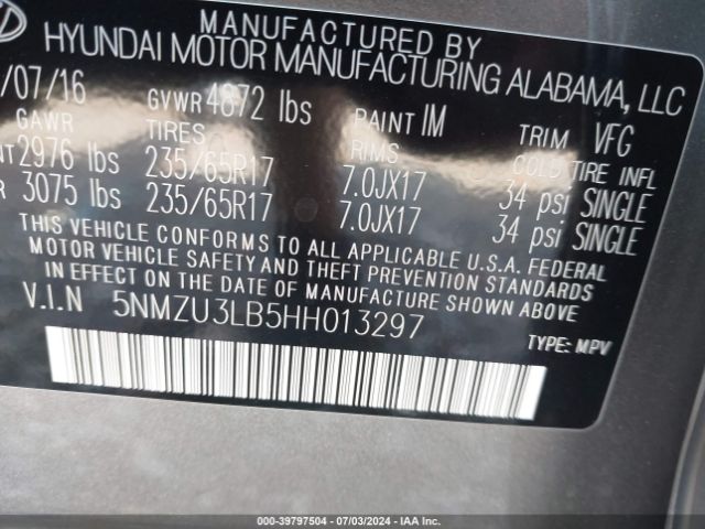 5NMZU3LB5HH013297 Hyundai Santa Fe Sport 2.4l