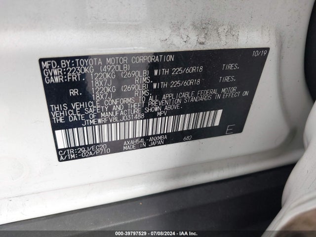 JTMEWRFV8LJ031488 Toyota Rav4 Hybrid Xse