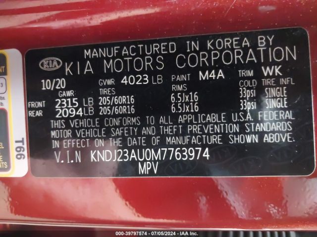 KNDJ23AU0M7763974 KIA SOUL S