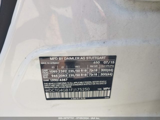 WDCTG4GB1FJ175250 Mercedes-Benz Gla 250 4matic