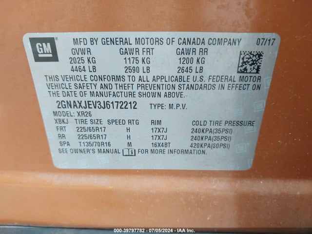 Chevrolet EQUINOX LT 2018 2GNAXJEV3J6172212 Image 9