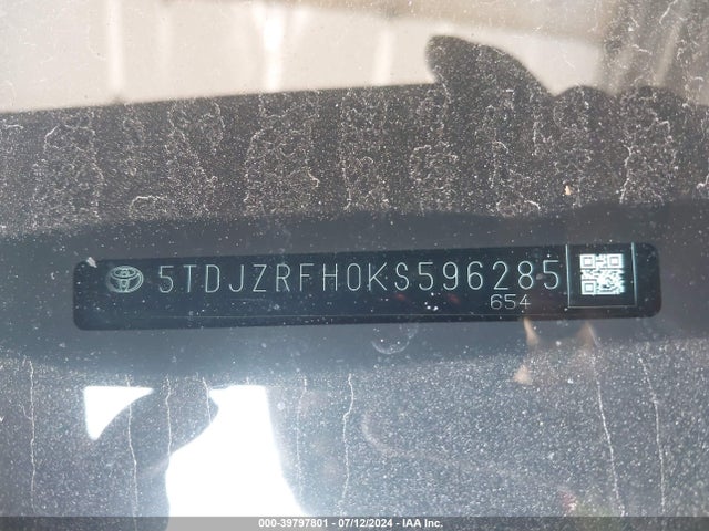 Toyota Highlander Xle 2019 5TDJZRFH0KS596285 Image 9