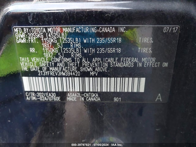 Toyota Rav4 Limited 2017 2T3YFREV3HW394420 Image 9