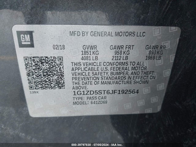 Chevrolet MALIBU LT 2018 1G1ZD5ST6JF192564 Image 9