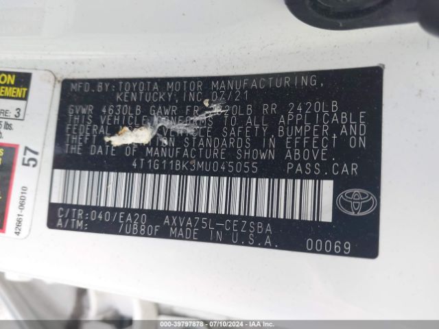 4T1G11BK3MU045055 Toyota Camry Se Awd