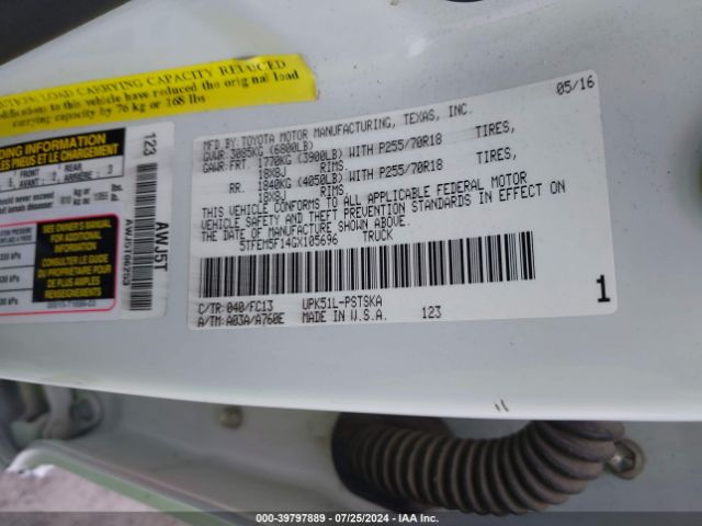 5TFEM5F14GX105696 Toyota Tundra Sr5 4.6l V8