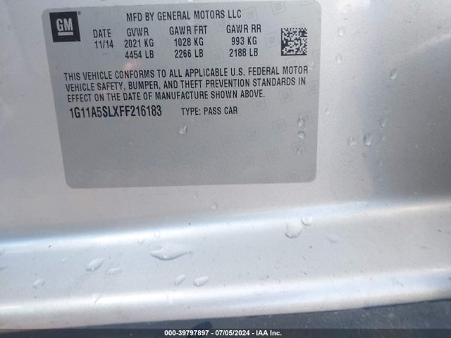 Chevrolet Malibu 1fl 2015 1G11A5SLXFF216183 Image 9