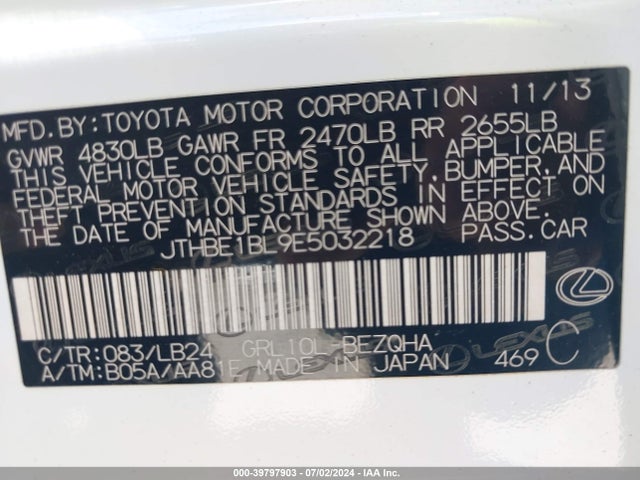 Lexus GS 350 2014 JTHBE1BL9E5032218 Image 9