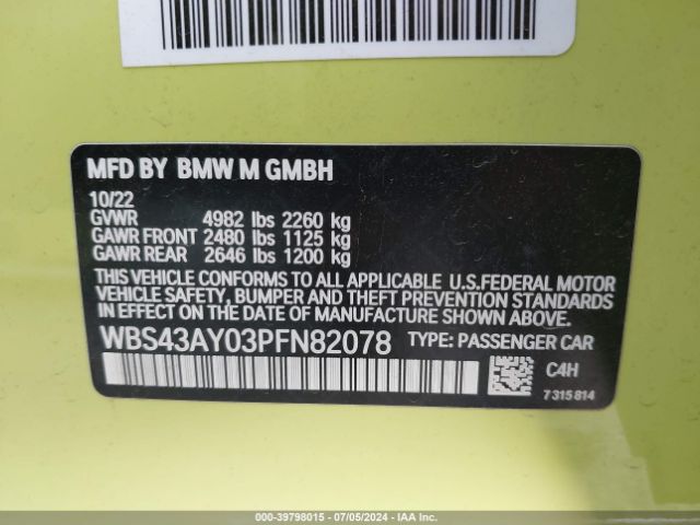 WBS43AY03PFN82078 BMW M3 Competition Xdrive