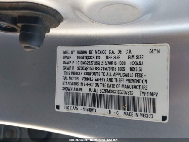 3CZRM3H31EG707312 Honda CR-V LX