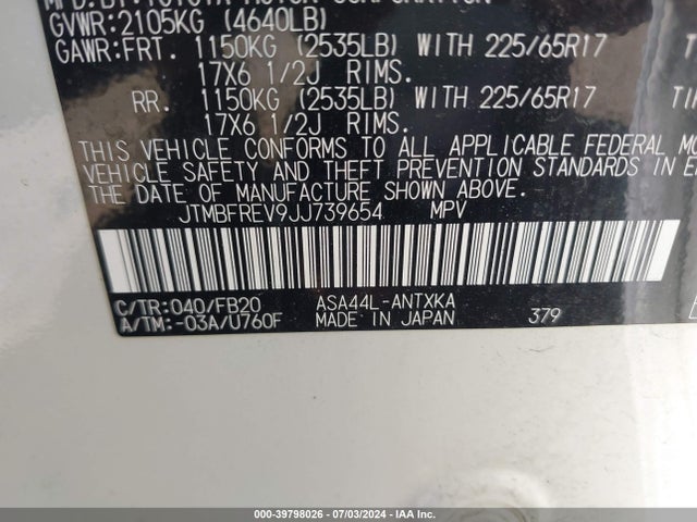 Toyota RAV4 LE 2018 JTMBFREV9JJ739654 Image 16
