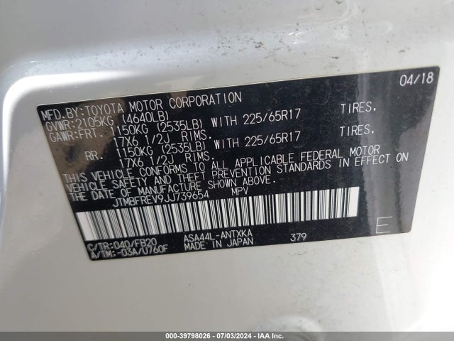 Toyota RAV4 LE 2018 JTMBFREV9JJ739654 Image 9
