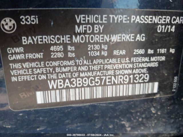 WBA3B9G57ENR91329 BMW 335i Xdrive