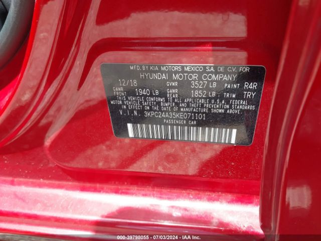 3KPC24A35KE071101 Hyundai ACCENT SE