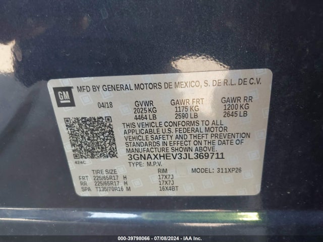 Chevrolet EQUINOX LS 2018 3GNAXHEV3JL369711 Image 9