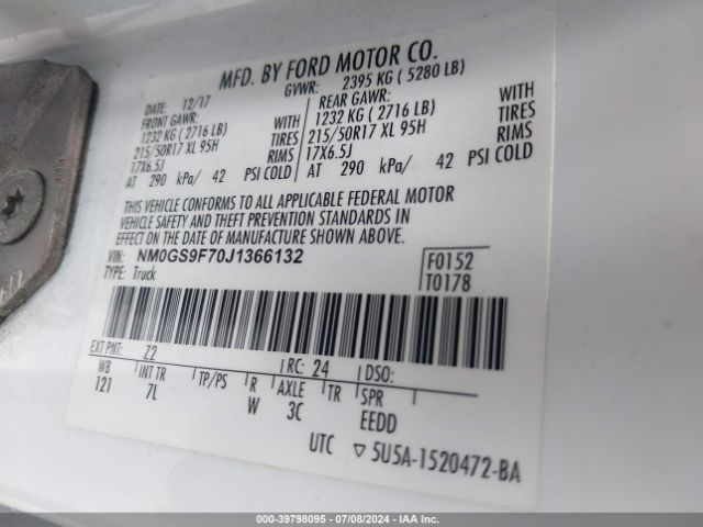 NM0GS9F70J1366132 Ford Transit Connect Xlt
