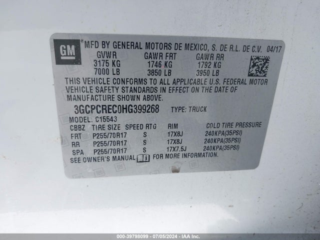 Chevrolet Silverado 1500 1lt 2017 3GCPCREC0HG399268 Image 9
