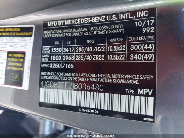 4JGDF7FE2JB036480 Mercedes-Benz Amg Gls 63 4matic