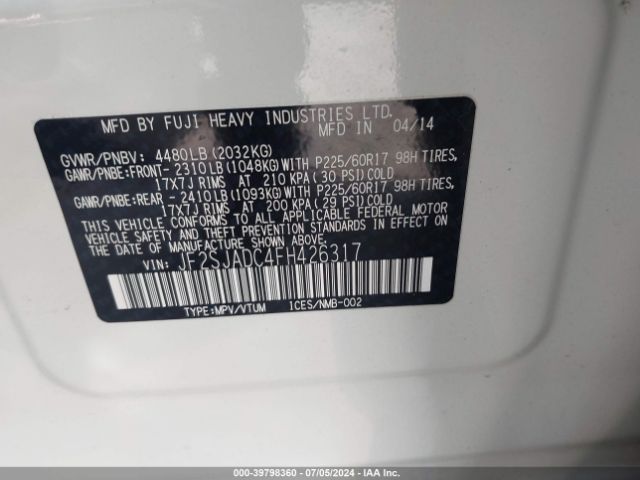 JF2SJADC4FH426317 Subaru Forester 2.5i Premium