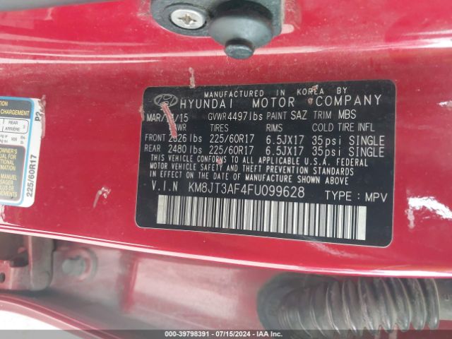 KM8JT3AF4FU099628 Hyundai TUCSON GLS