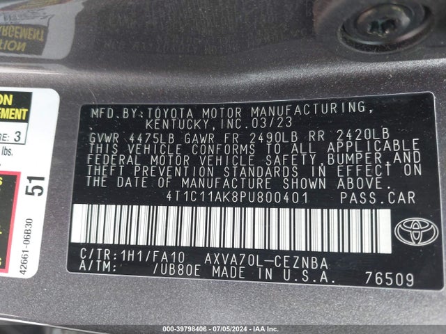 Toyota CAMRY LE 2023 4T1C11AK8PU800401 Image 9