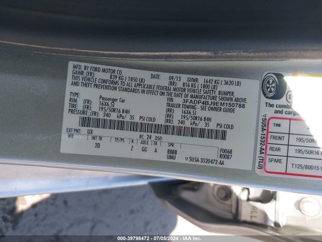 Ford FIESTA SE 2014 3FADP4BJ9EM150788 Image 9