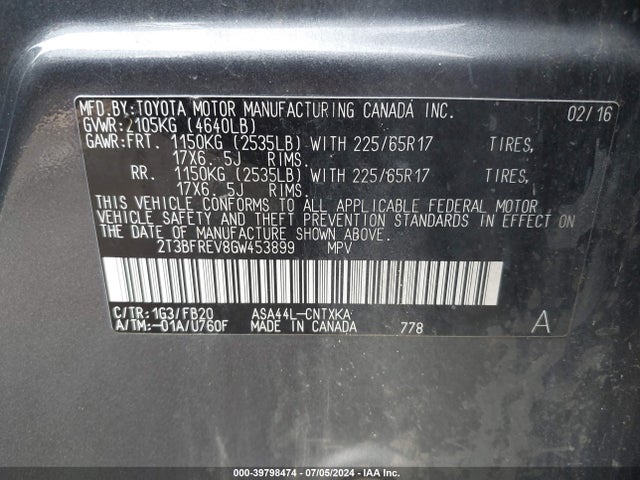 Toyota RAV4 LE 2016 2T3BFREV8GW453899 Image 9