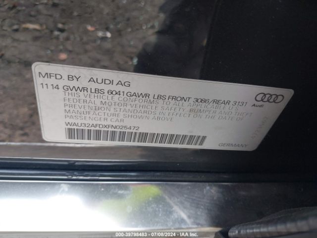 WAU32AFDXFN025472 Audi A8 L 4.0t