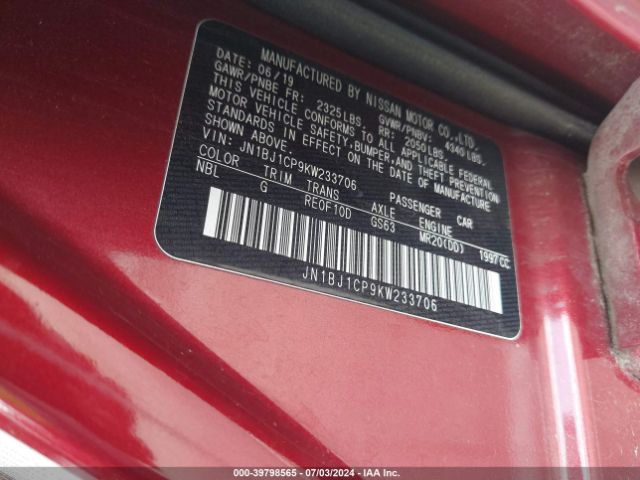 JN1BJ1CP9KW233706 Nissan Rogue Sport Sv