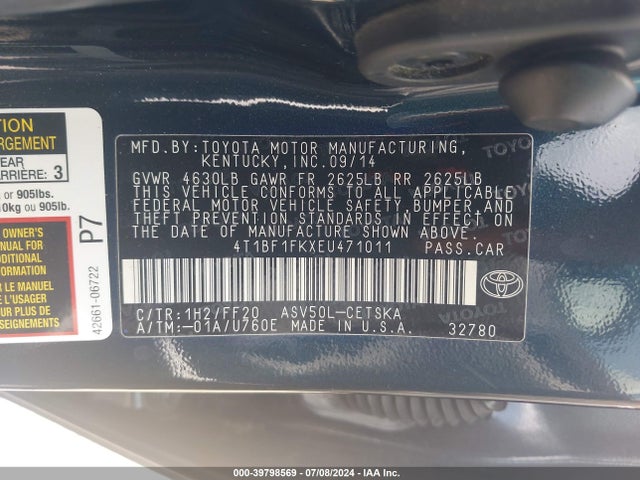 Toyota CAMRY SE 2014 4T1BF1FKXEU471011 Image 9