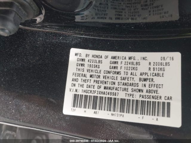 1HGCR2F3XHA049987 Honda ACCORD LX