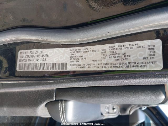 1C4RJKBG1M8145226 Jeep Grand Cherokee L Limited 4x4