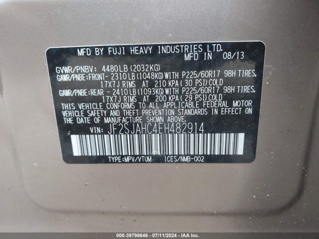 Subaru Forester 2.5i Limited 2014 JF2SJAHC4EH482914 Image 9