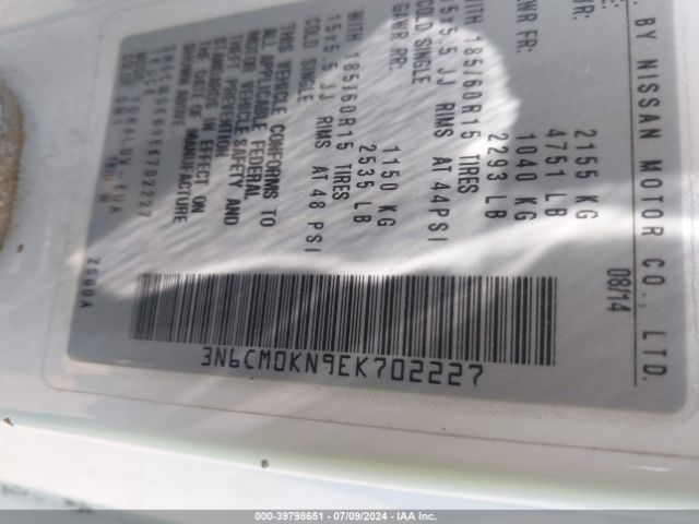 3N6CM0KN9EK702227 Nissan Nv200 S
