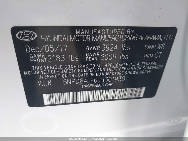 Hyundai ELANTRA SEL 2018 5NPD84LF6JH301930 Image 9