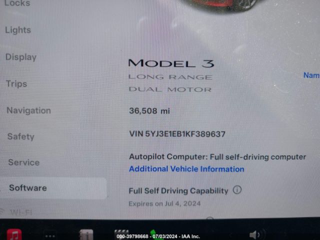 5YJ3E1EB1KF389637 Tesla Model 3 Long Range/performance