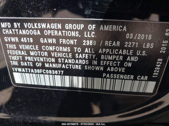 1VWAT7A38FC083677 Volkswagen Passat 1.8t Limited Edition