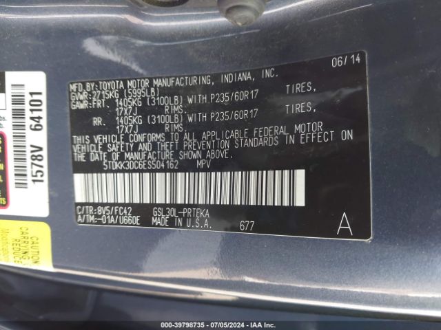 2014 TOYOTA SIENNA 5TDKK3DC6ES504162 Photo 8