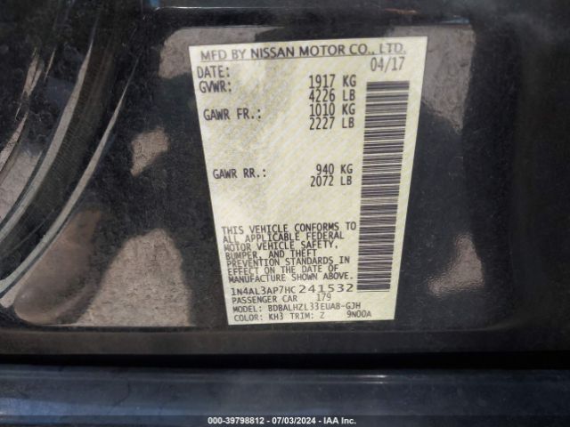 1N4AL3AP7HC241532 Nissan Altima 2.5 Sr