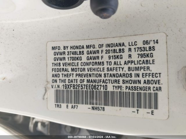 19XFB2F57EE062710 Honda Civic Lx