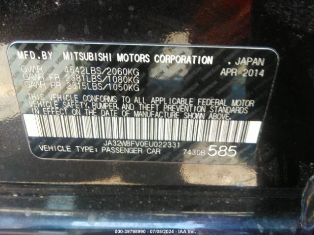JA32W8FV0EU022331 Mitsubishi Lancer Evolution Gsr