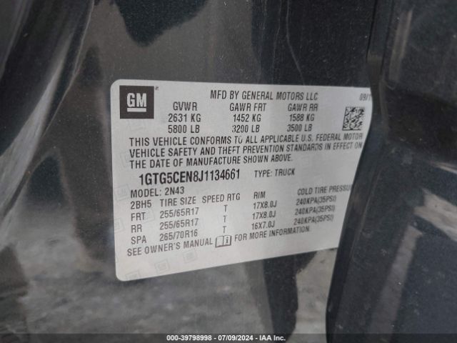 1GTG5CEN8J1134661 GMC CANYON SLE
