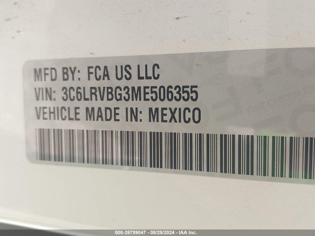 3C6LRVBG3ME506355 RAM Promaster 1500 High Roof 136 Wb