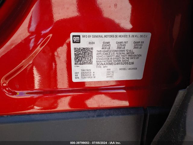 3GNAXWEG4RS205116 Chevrolet Equinox Awd Rs
