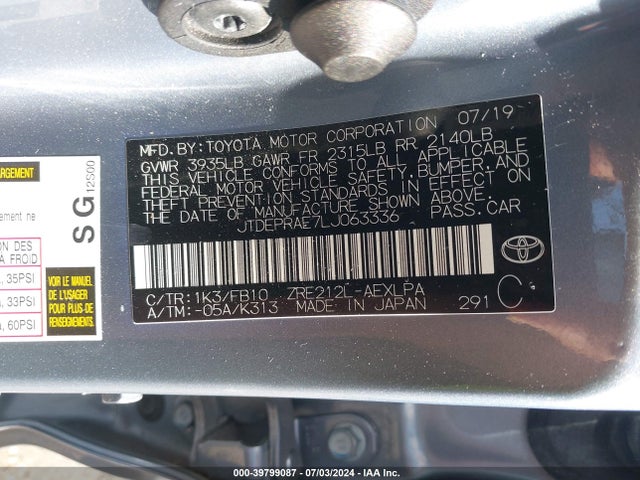 Toyota COROLLA LE 2020 JTDEPRAE7LJ063336 Image 9