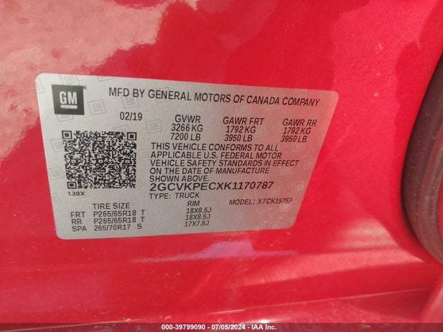 Chevrolet Silverado 1500 Ld Lt 2019 2GCVKPECXK1170787 Image 9
