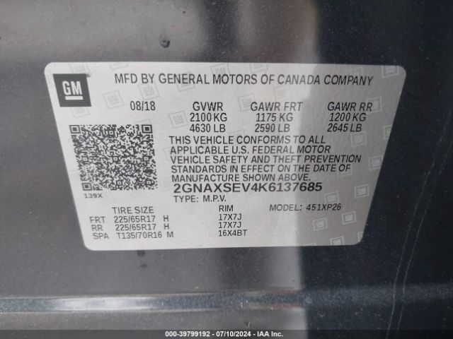 2GNAXSEV4K6137685 Chevrolet EQUINOX LS