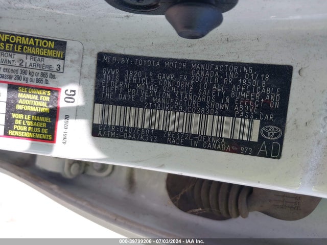 Toyota COROLLA LE 2018 2T1BURHE9JC038304 Image 9