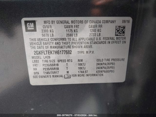 2GKFLTEK7H6177682 GMC Terrain Sle-2
