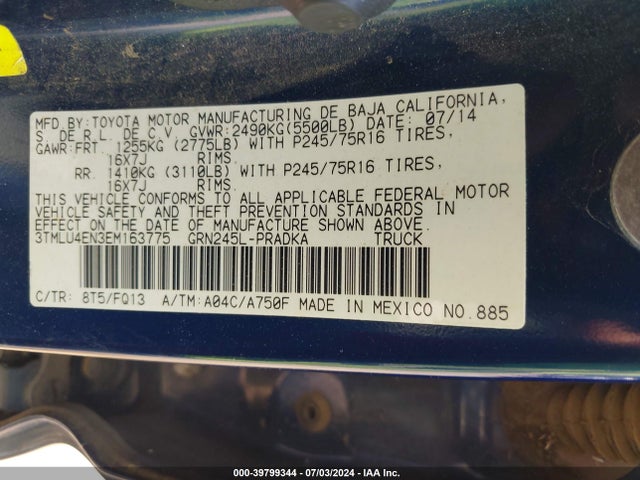 Toyota Tacoma Base V6 2014 3TMLU4EN3EM163775 Image 9
